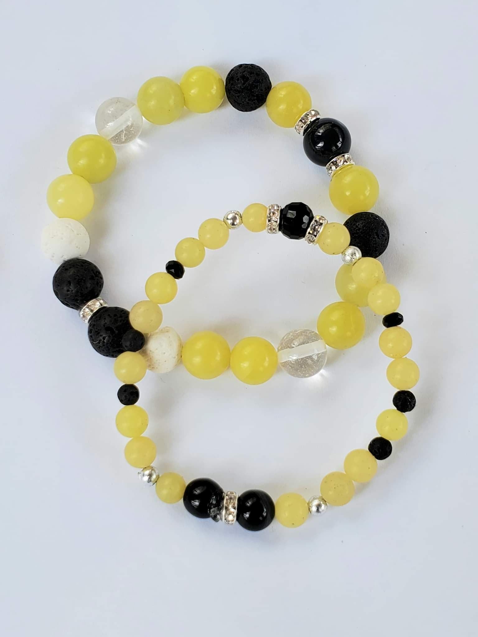 Healing Diffuser Bracelet Lemon Jade, Quartz, Lava Stone